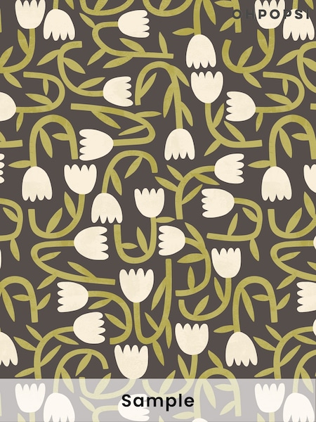Ohpopsi Midnight Tiny Tulip A4 Wallpaper Sample (AL2121) | £1