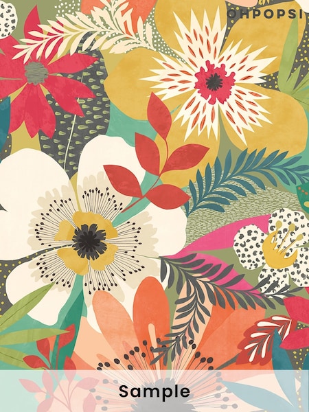 Ohpopsi Olive Floral Riot A4 Wallpaper Sample (AL2160) | £1