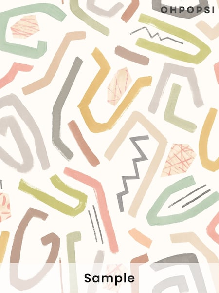 Ohpopsi Laurel and Sand Squiggle A4 Wallpaper Sample (AL2163) | £1