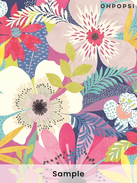 Ohpopsi Raspberry Floral Riot A4 Wallpaper Sample (AL2165) | £1