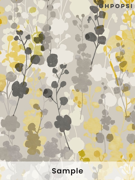 Ohpopsi Mustard Grey Blossom A4 Wallpaper Sample (AL2169) | £1
