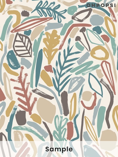 Ohpopsi Teal and Cinnamon Verdure A4 Wallpaper Sample (AL2171) | £1