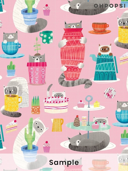 Ohpopsi Bubblegum Kitten Kaboodle A4 Wallpaper Sample (AL2193) | £1