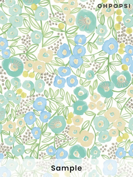 Ohpopsi Teal Flora A4 Wallpaper Sample (AL2196) | £1