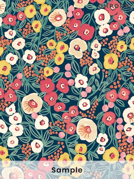 Ohpopsi Indigo and Coral Flora Ditsy A4 Wallpaper Sample (AL2202) | £1