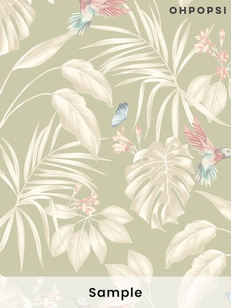 Ohpopsi Sage Hummingbird A4 Wallpaper Sample (AL2212) | £1