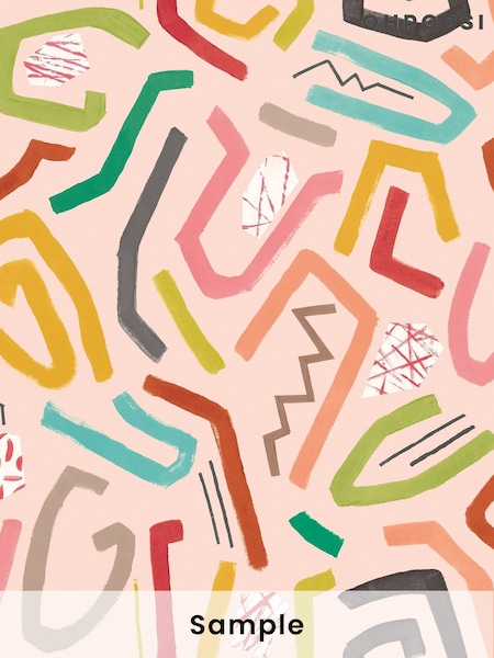 Ohpopsi Coral Twist Squiggle A4 Wallpaper Sample (AL2213) | £1