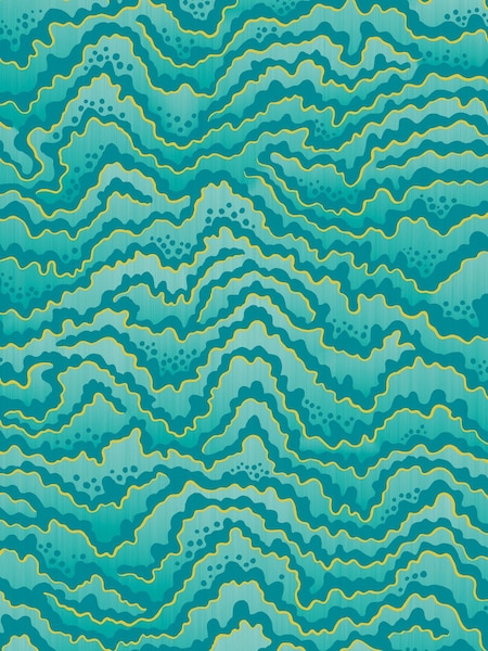 Ohpopsi Turquoise and Lemon Contour A4 Wallpaper Sample (AL2232) | £1