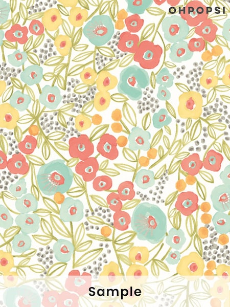 Ohpopsi Coral and Sky Flora Ditsy A4 Wallpaper Sample (AL2240) | £1