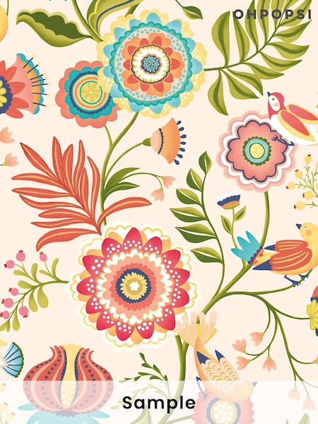 Ohpopsi Coral and Linen Ichika Trail A4 Wallpaper Sample (AL2259) | £1