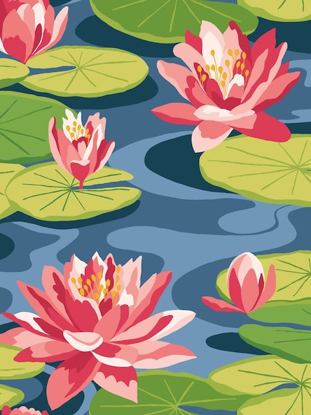 Ohpopsi Midnight Rouge Waterlily A4 Wallpaper Sample (AL2266) | £1