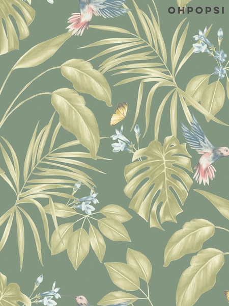 Ohpopsi Forest Hummingbird A4 Wallpaper Sample (AL2272) | £1