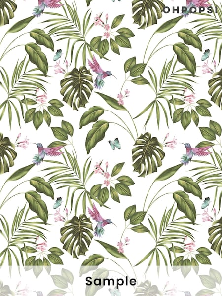Ohpopsi Wilderness White Hummingbird Wilderness White A4 Wallpaper Sample (AL2287) | £1