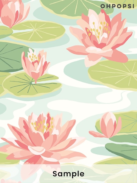 Ohpopsi Duck Egg and Coral Waterlily A4 Wallpaper Sample (AL2297) | £1