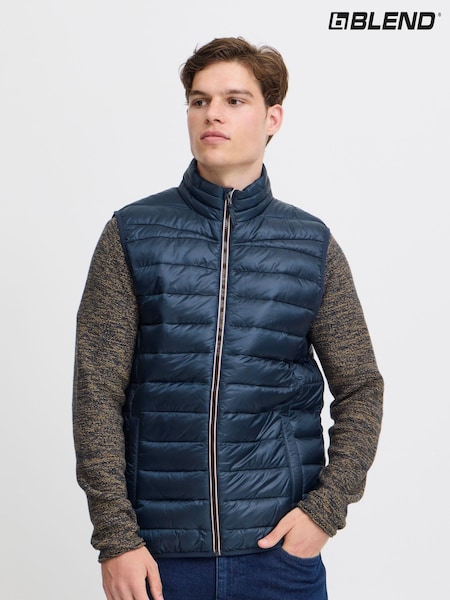 Blend Navy Blue Metallic Coated Gilet (AL2393) | £35