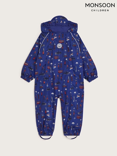 Monsoon Blue London Print Puddlesuit (AL2438) | £48