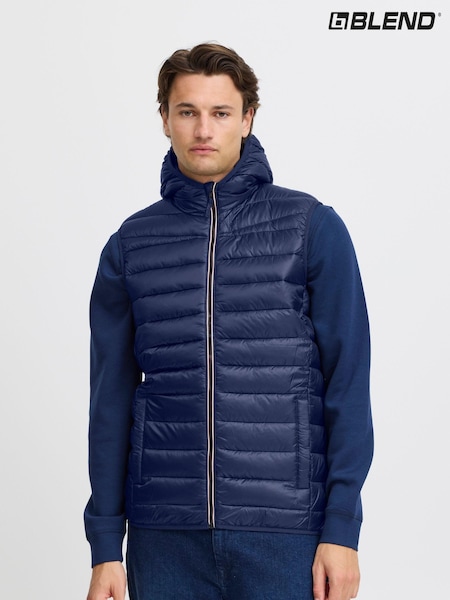 Blend Navy Blue Coat Hooded Gilet (AL2441) | £35