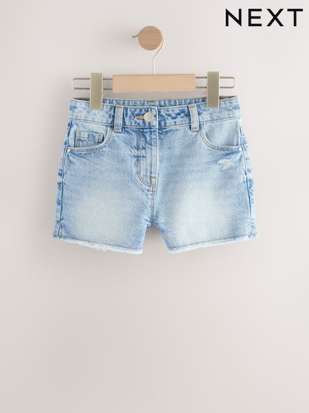 Mid Blue Regular Length Frayed Edge Denim Shorts (3-16yrs) (AL2442) | £9 - £14