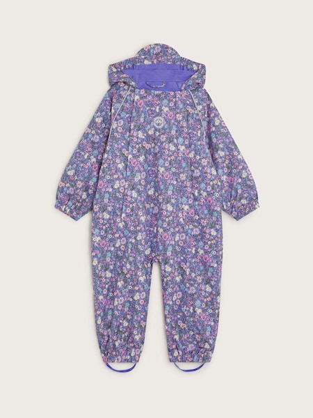 Monsoon Purple Baby Floral Print Waterproof Puddlesuit (AL2444) | £48