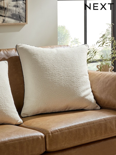 Ivory 59 x 59cm Boucle Chenille Cushion (AL2543) | £26