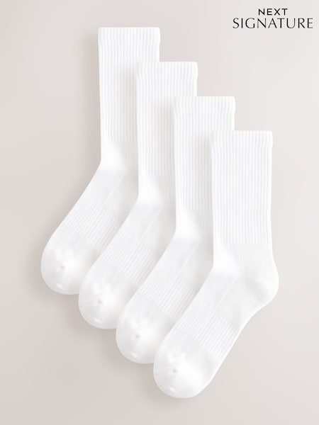 White Signature Modal Cushioned Sports Socks 4 Pack (AL2634) | £16