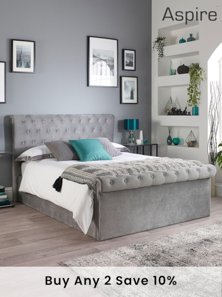 Aspire Furniture Grey Chesterfield Side Lift Ottoman Storage Bed (AL2711) | £305 - £535