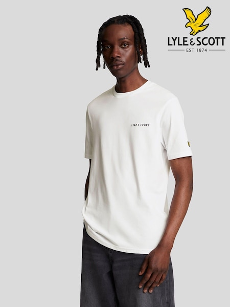 Lyle & Scott White Embroidered 100% Cotton T-Shirt (AL3027) | £35