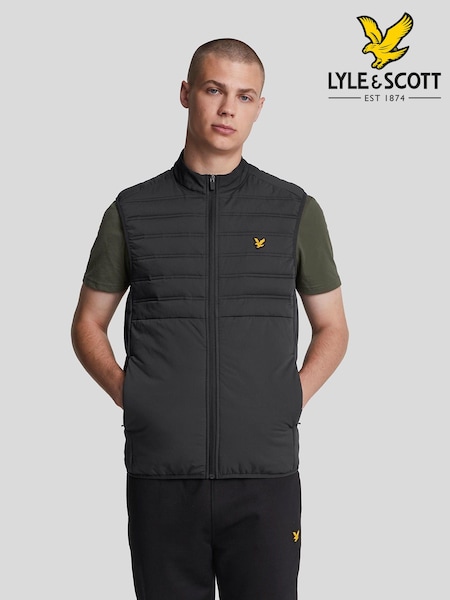 Lyle & Scott Black Hybrid Double Baffle Gilet (AL3034) | £95