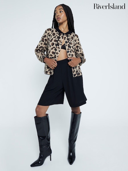 River Island Black Straight Shaft High Leg Boots (AL3136) | £66