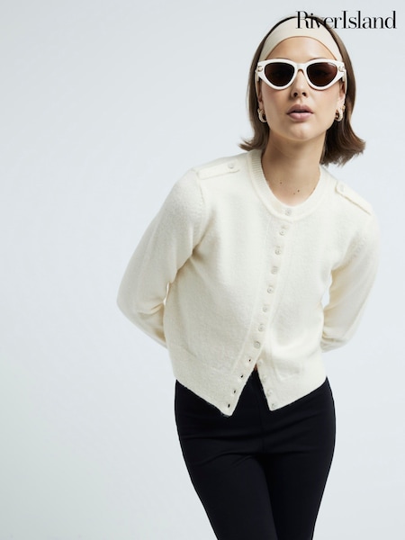 River Island Cream Button Front Knitted Cardigan (AL3317) | £29