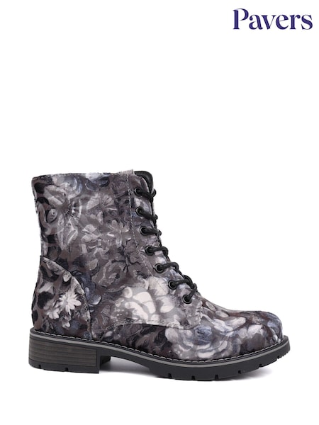 Pavers Grey Ladies Lace Up Ankle Boots (AL3397) | £45