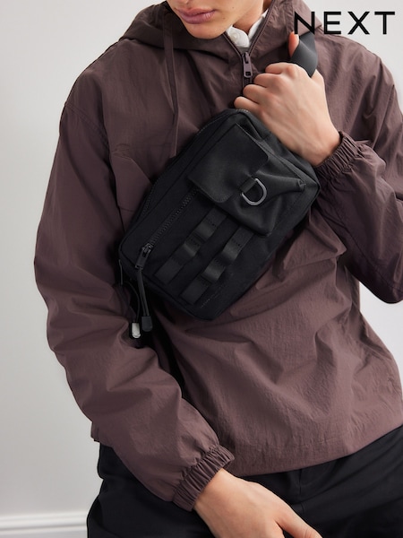 Black Canvas Crossbody Bag (AL3510) | £22