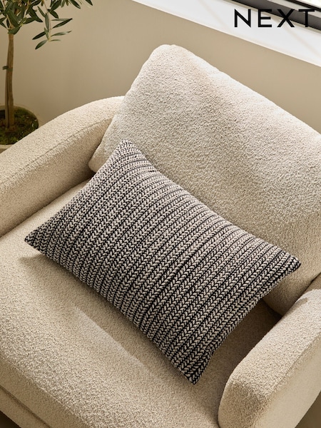 Monochrome 40 x 59cm Two Tone Plait Textured Cushion (AL3517) | £24