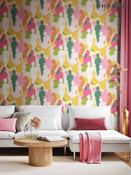 Ohpopsi Emerald and Peach Silhouette 10M Wallpaper (AL3533) | £73
