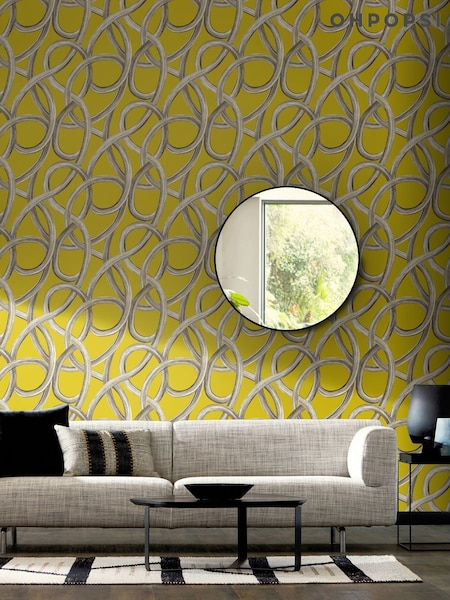 Ohpopsi Chartreuse Twisted Geo 10M Wallpaper (AL3567) | £79