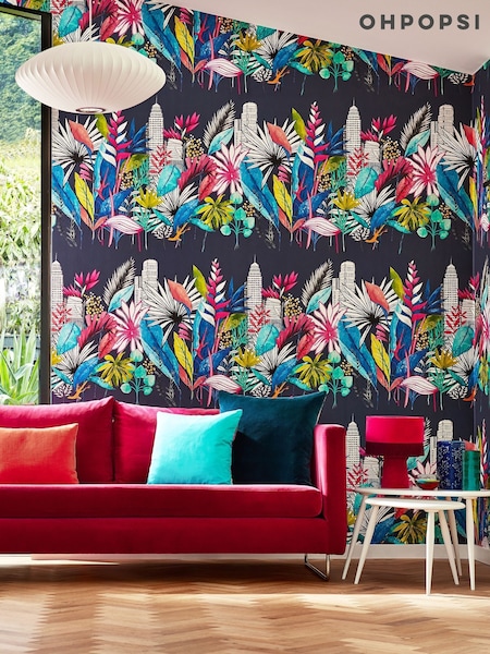Ohpopsi Midnight Urban Tropic 10M Wallpaper (AL3579) | £79