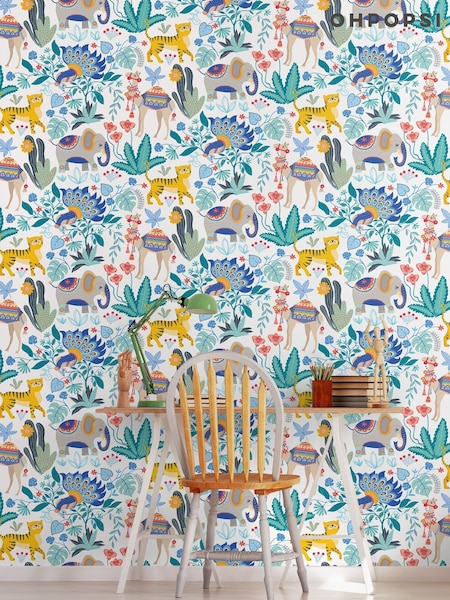 Ohpopsi Cornflower Samba Safari 10M Wallpaper (AL3614) | £43