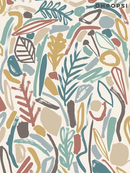 Ohpopsi Teal and Cinnamon Verdure 10M Wallpaper (AL3635) | £79