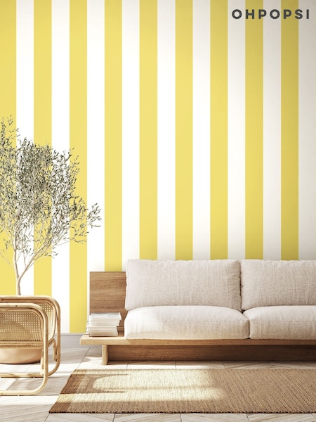 Ohpopsi Chartreuse Bloc Stripe 10M Wallpaper (AL3636) | £48