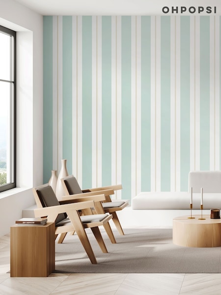 Ohpopsi Wedgewood Wide Multi Stripe 10M Wallpaper (AL3671) | £48