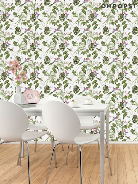 Ohpopsi Wilderness White Hummingbird 10M Wallpaper (AL3673) | £47