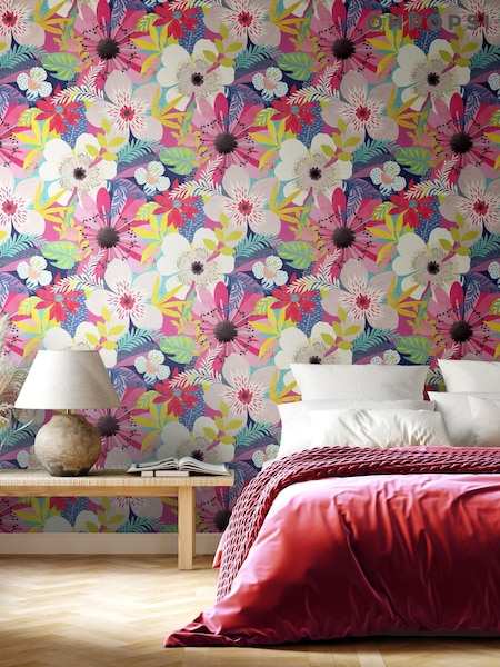 Ohpopsi Raspberry Floral Riot 10M Wallpaper (AL3675) | £79