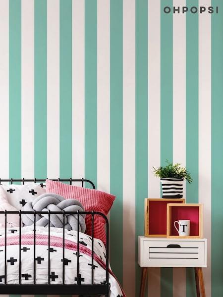 Ohpopsi Jade Bloc Stripe 10M Wallpaper (AL3678) | £48