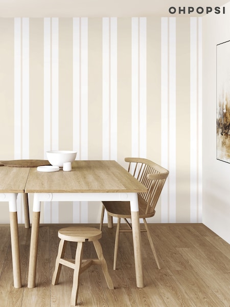 Ohpopsi Oatmeal Wide Multi Stripe 10M Wallpaper (AL3686) | £48