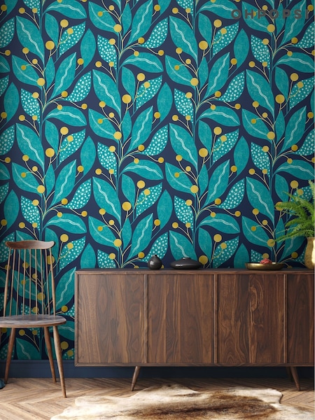 Ohpopsi Ink and Azure Berry Dot 10M Wallpaper (AL3694) | £73