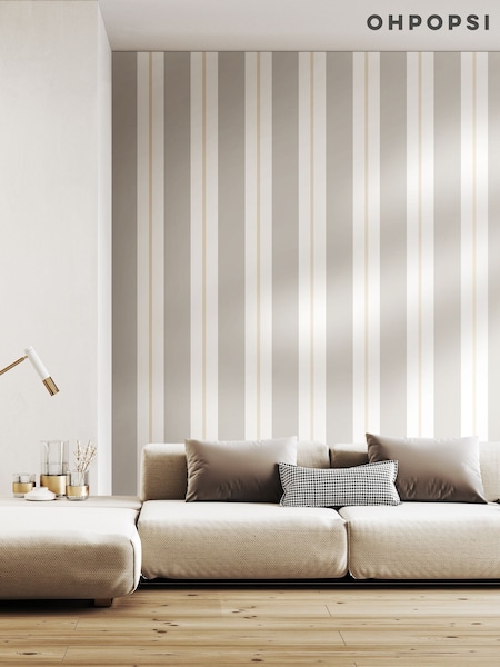Ohpopsi Stone Wide Multi Stripe 10M Wallpaper (AL3700) | £48