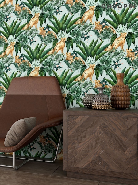 Ohpopsi Duck Egg Jungle Cheetah 10M Wallpaper (AL3702) | £47