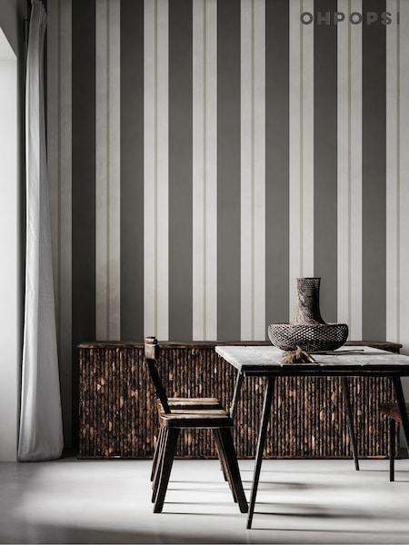 Ohpopsi Charcoal Wide Multi Stripe 10M Wallpaper (AL3706) | £48