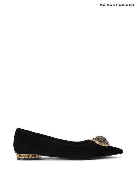 Kurt Geiger London Chelsea Point Flat Black Shoes (AL3746) | £169