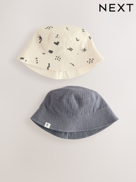 Charcoal Grey Baby Bucket Hats 2 Pack (0mths-2yrs) (AL3843) | £12